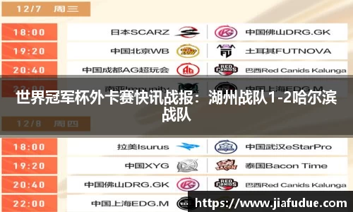 世界冠军杯外卡赛快讯战报：湖州战队1-2哈尔滨战队